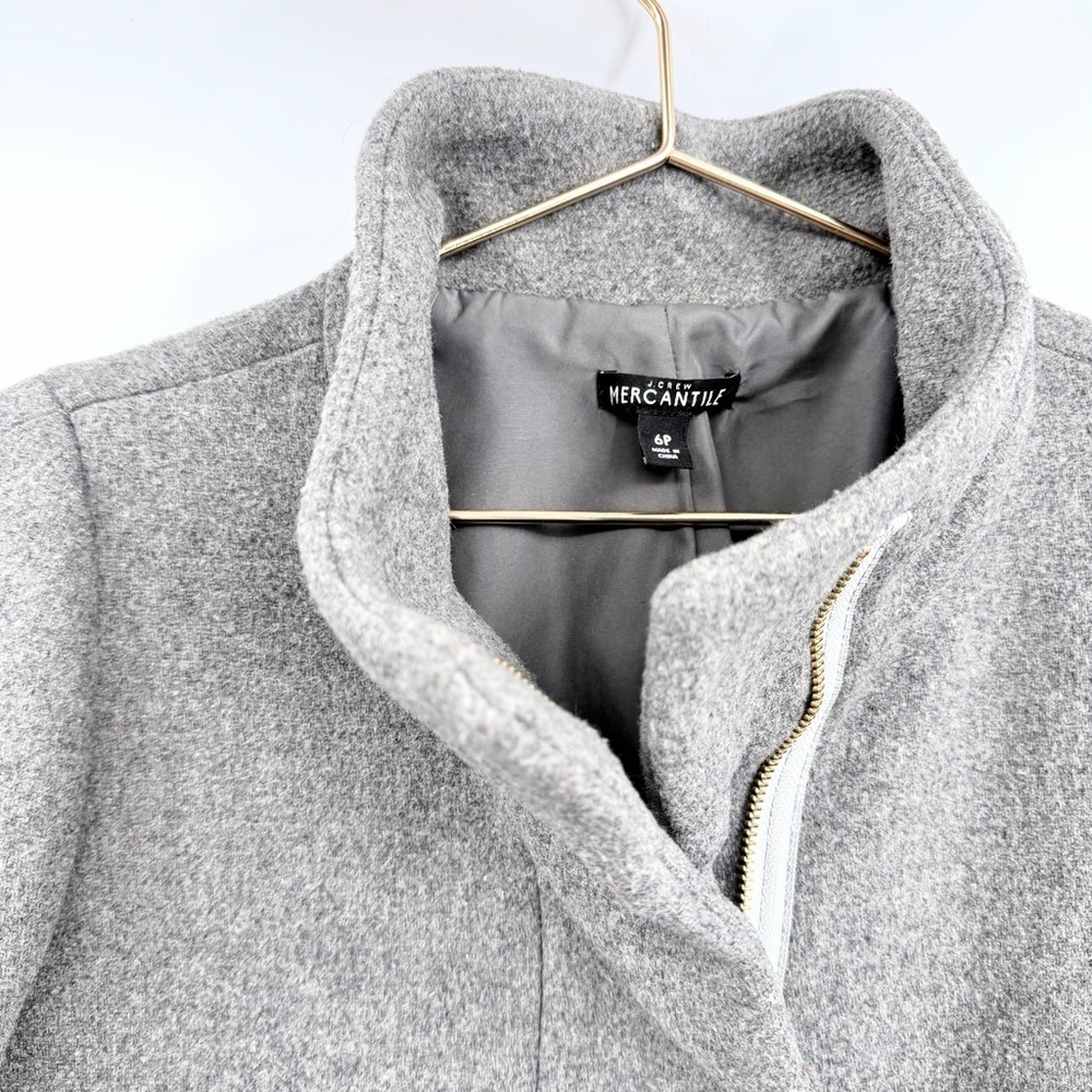 J. CREW Wool Standing Collar Zip City Coat in Heather Gray J6203 - Picture 3 of 11